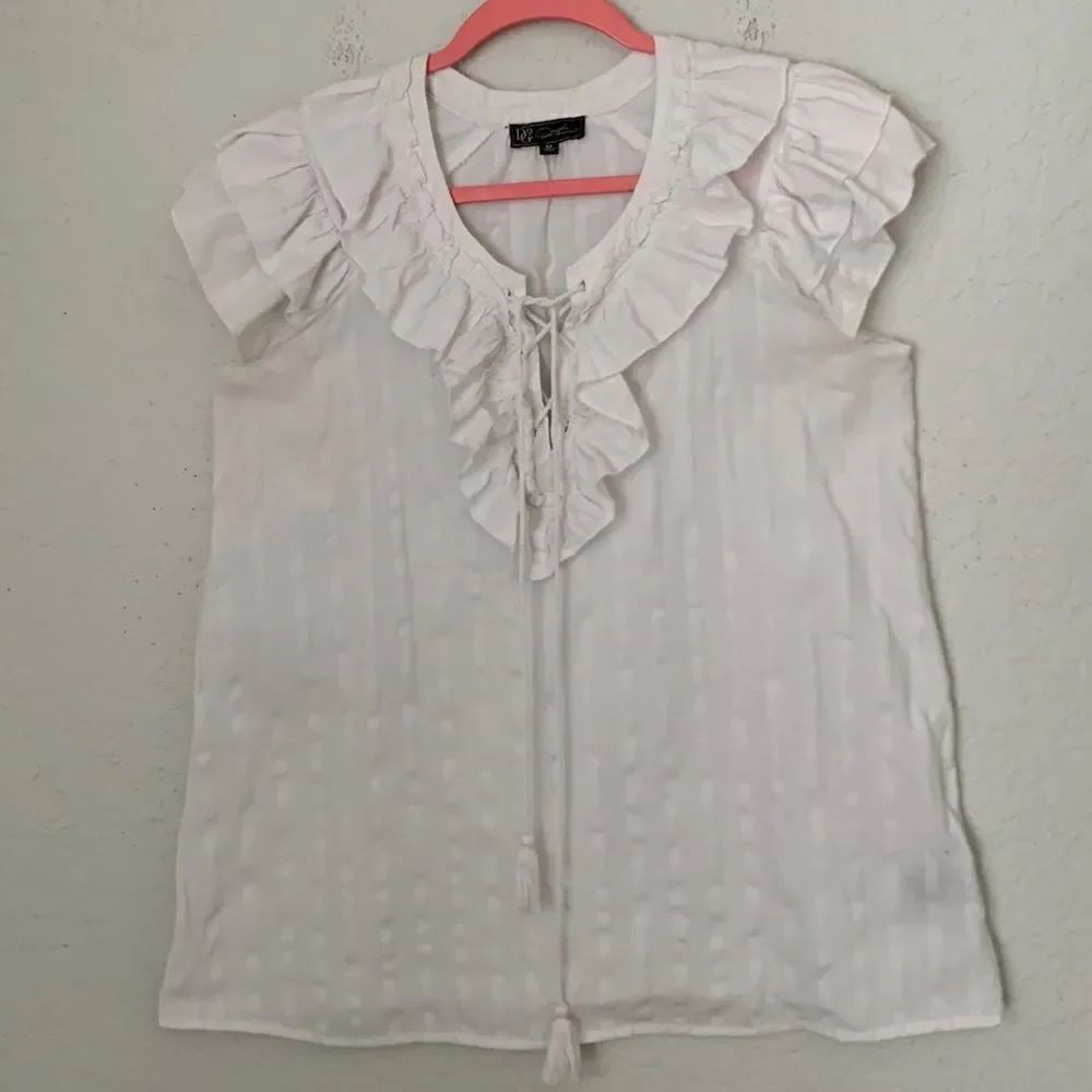 DG2 by Diane Gilman Cotton Blend Ruffles Top Tunic Size M